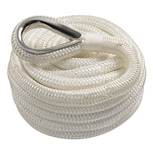 High-strength spliced mooring line, double braid